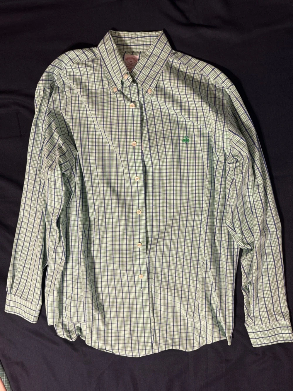 Brooks Brothers Green and Blue Plaid Button-Down Shirt